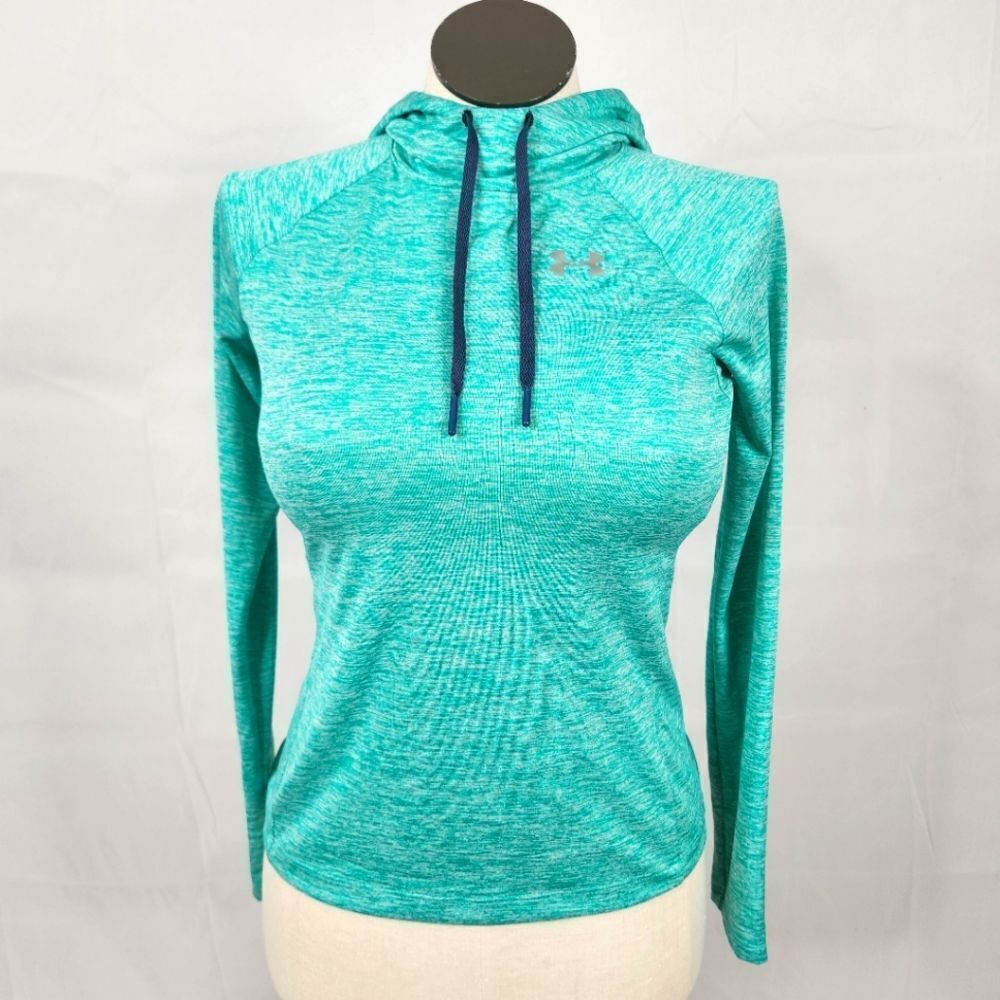 Under Armour Twist Tech Long Sleeve Heathered Teal  Hooded Top Sz XS